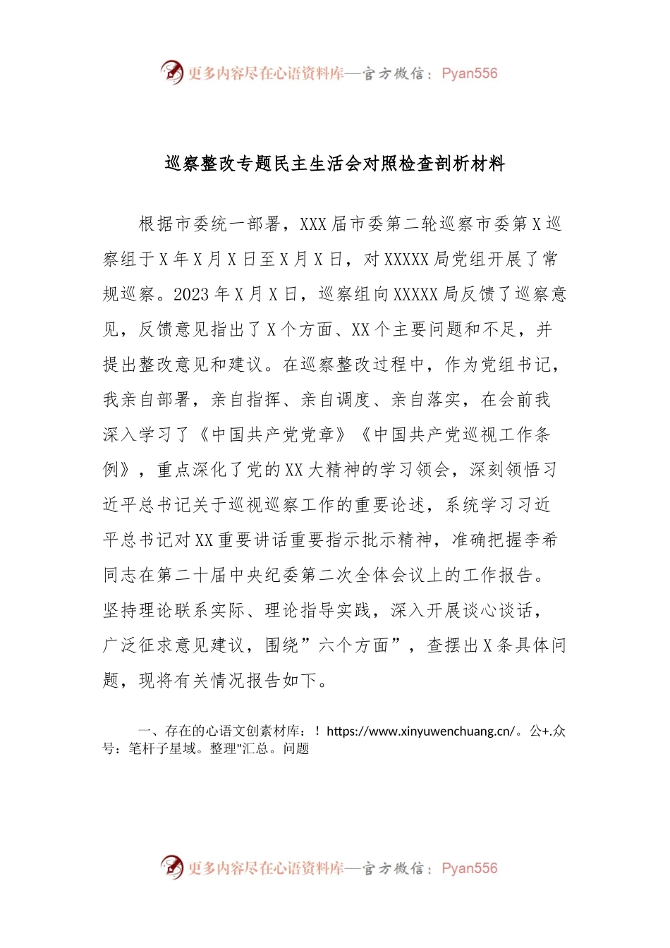 巡察整改专题民主生活会对照检查剖析材料 (2).docx_第1页