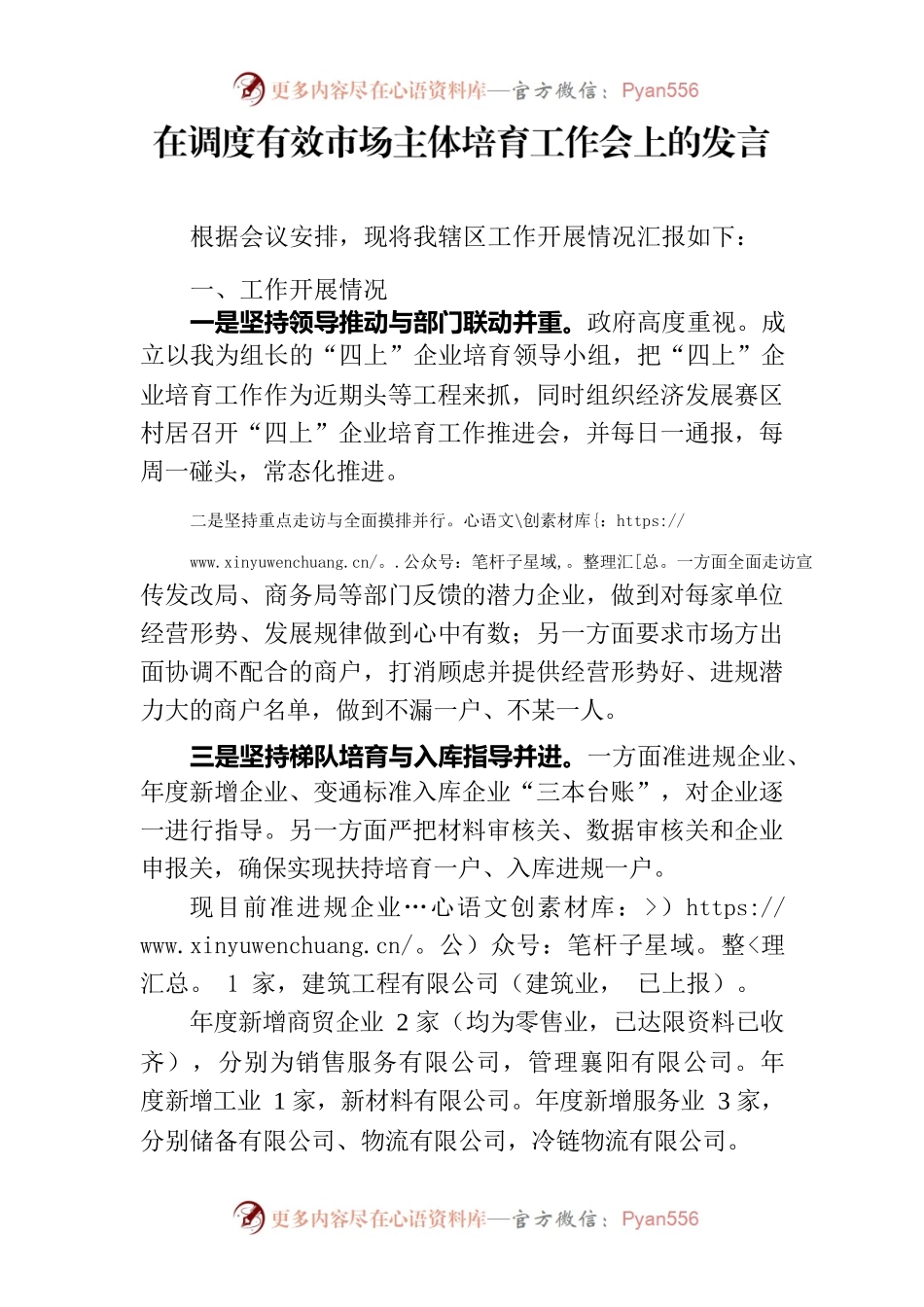 在调度有效市场主体培育工作会上的发言.docx_第1页