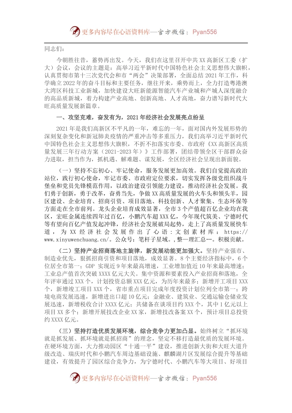 在高新区工委（扩大）会议上的讲话.docx_第1页