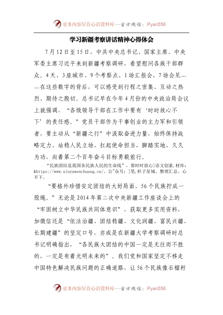 学习新疆考察讲话精神心得体会.docx_第1页