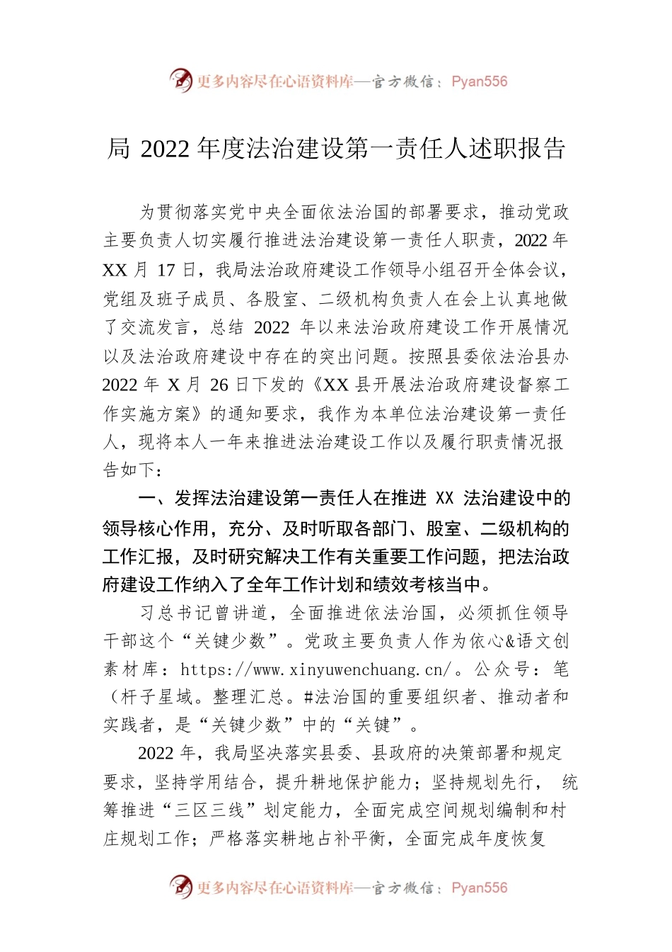 局2022年度法治建设第一责任人述职报告.docx_第1页