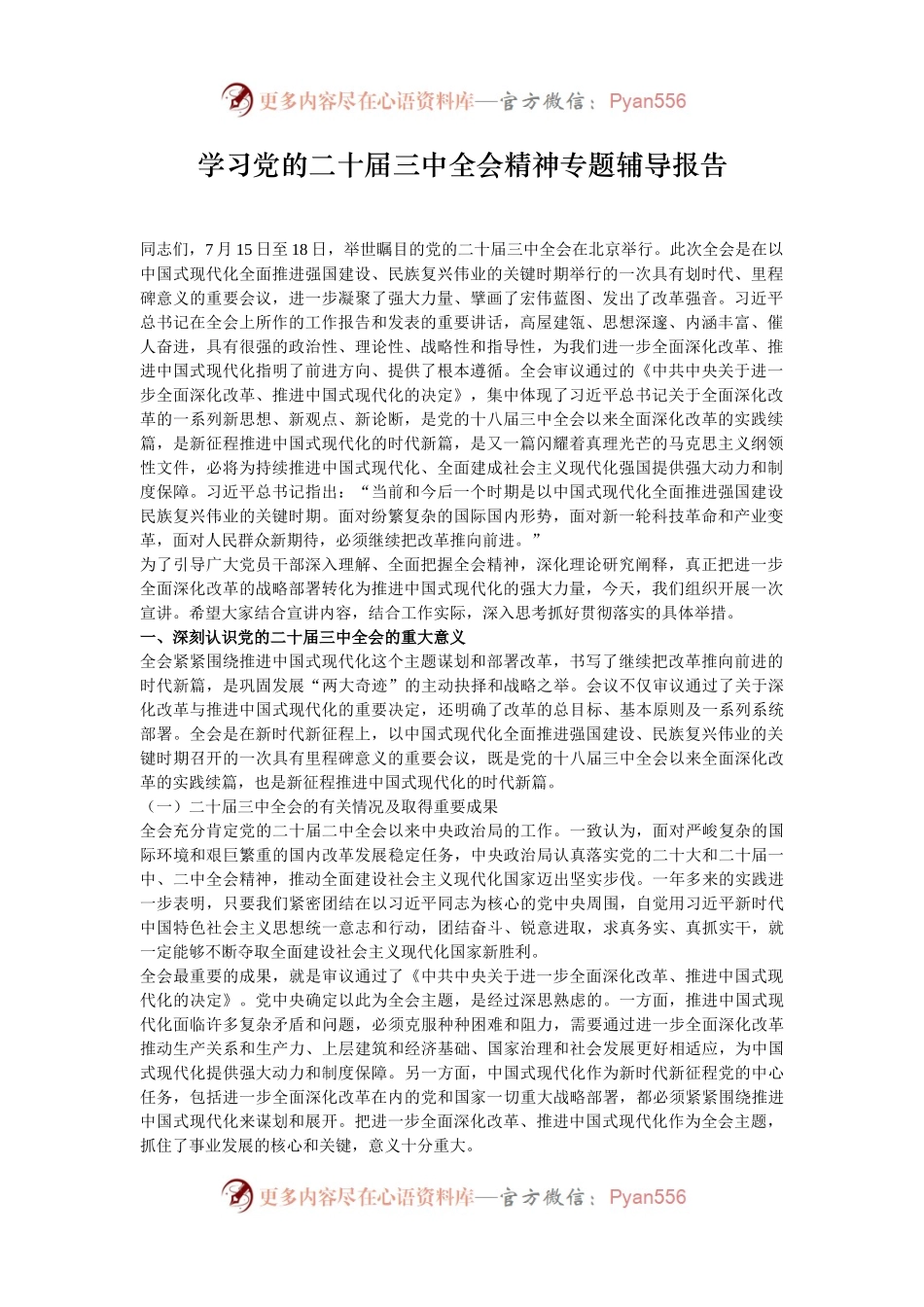 学习党的二十届三中全会精神专题辅导报告.docx_第1页