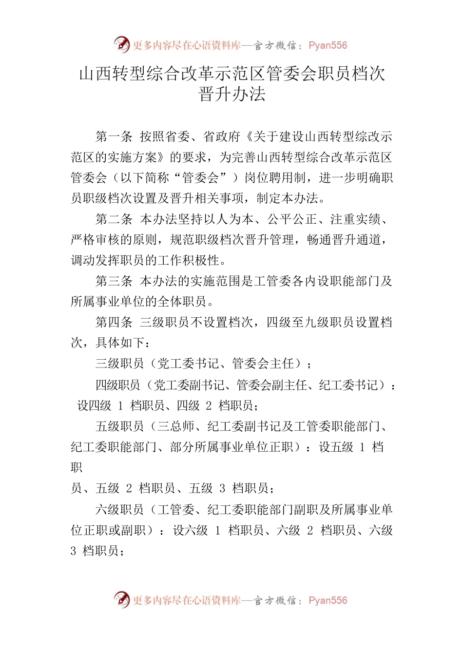 山西转型综合改革示范区管委会职员档次晋升办法.docx_第1页