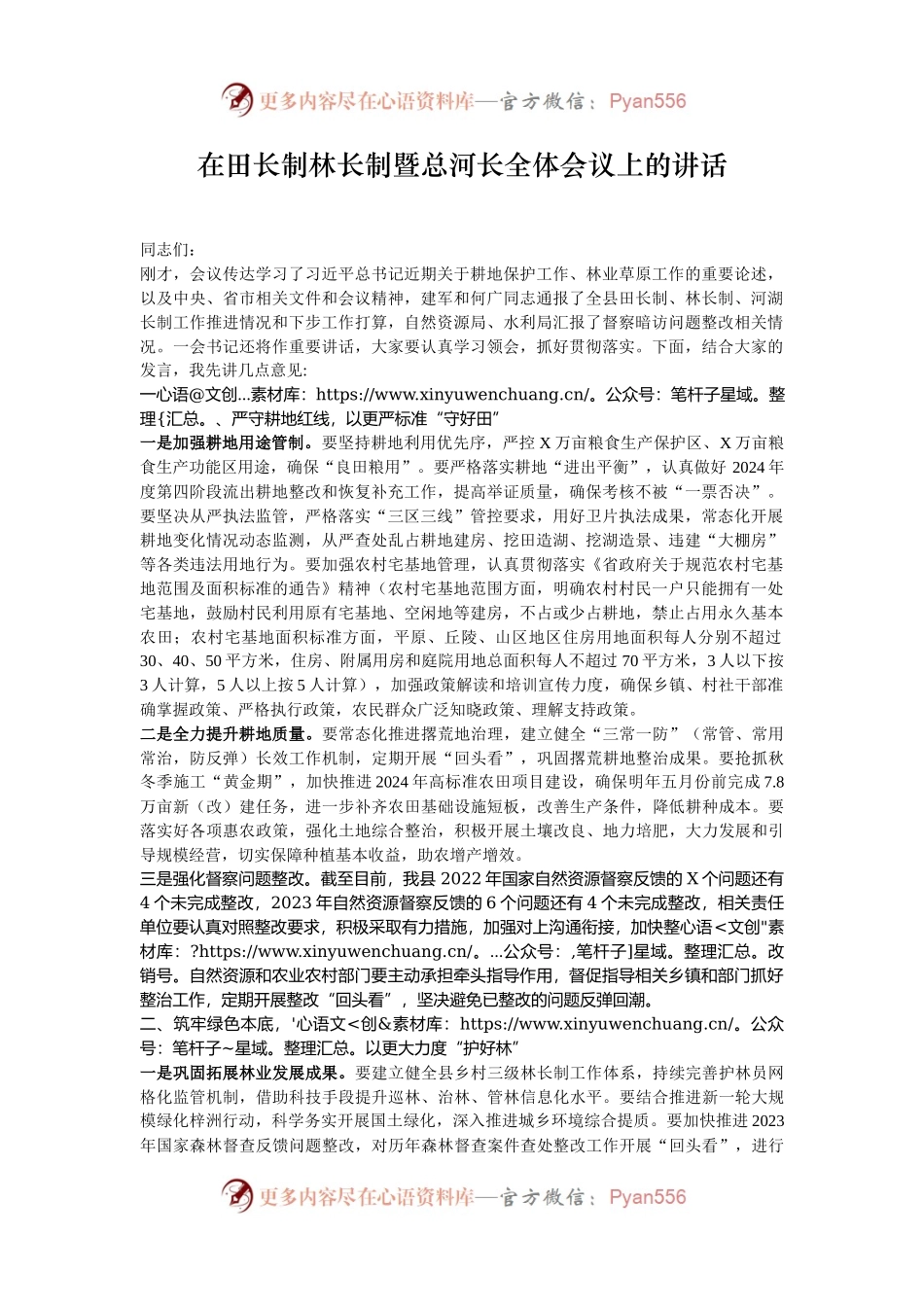 在田长制林长制暨总河长全体会议上的讲话.docx_第1页