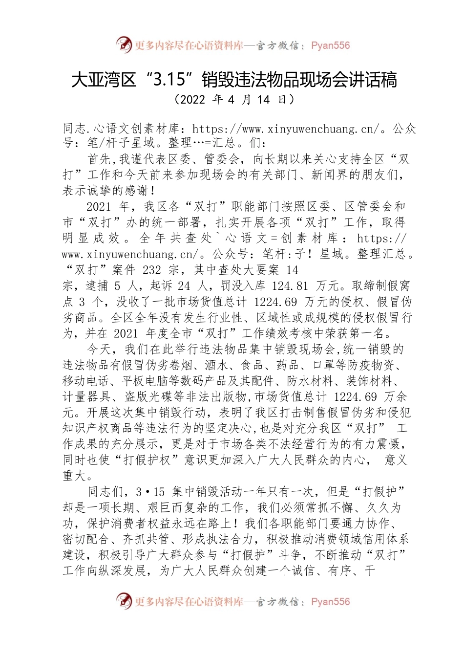 大亚湾区315违法物品销毁现场会讲话稿.docx_第1页