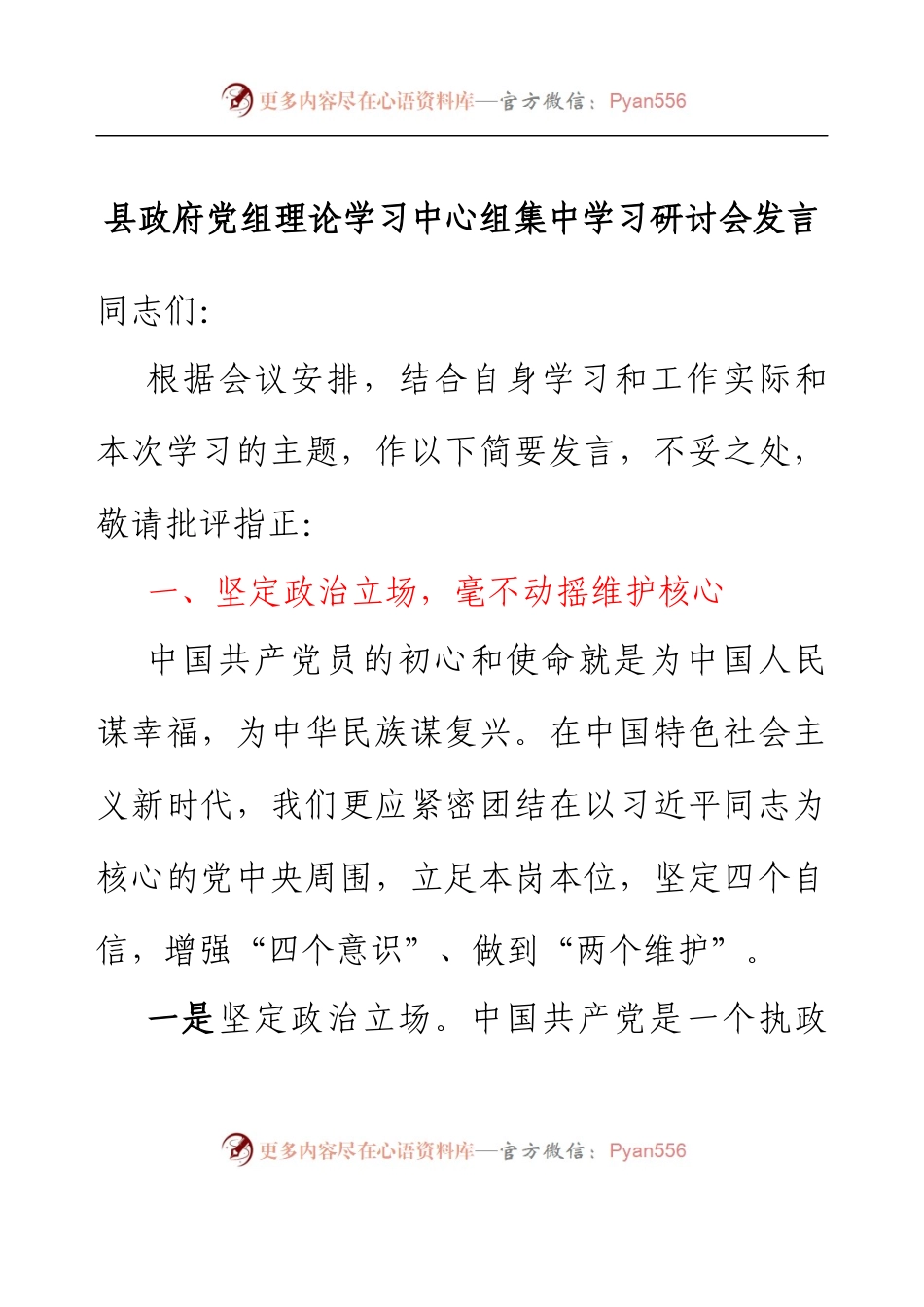 县政府党组理论学习中心组集中学习研讨会发言.docx_第1页