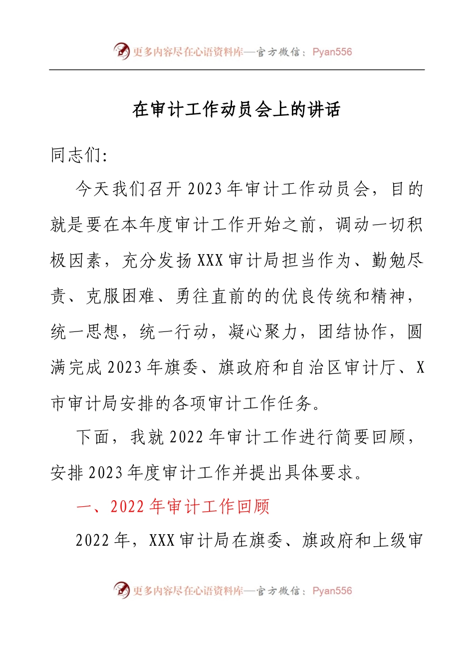 在审计工作动员会上的讲话.docx_第1页
