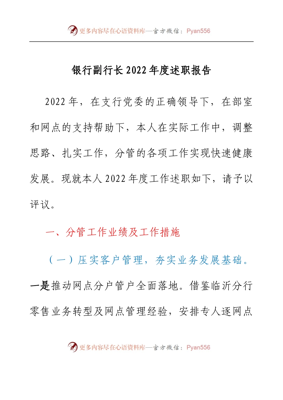 银行副行长2022年度述职报告.docx_第1页