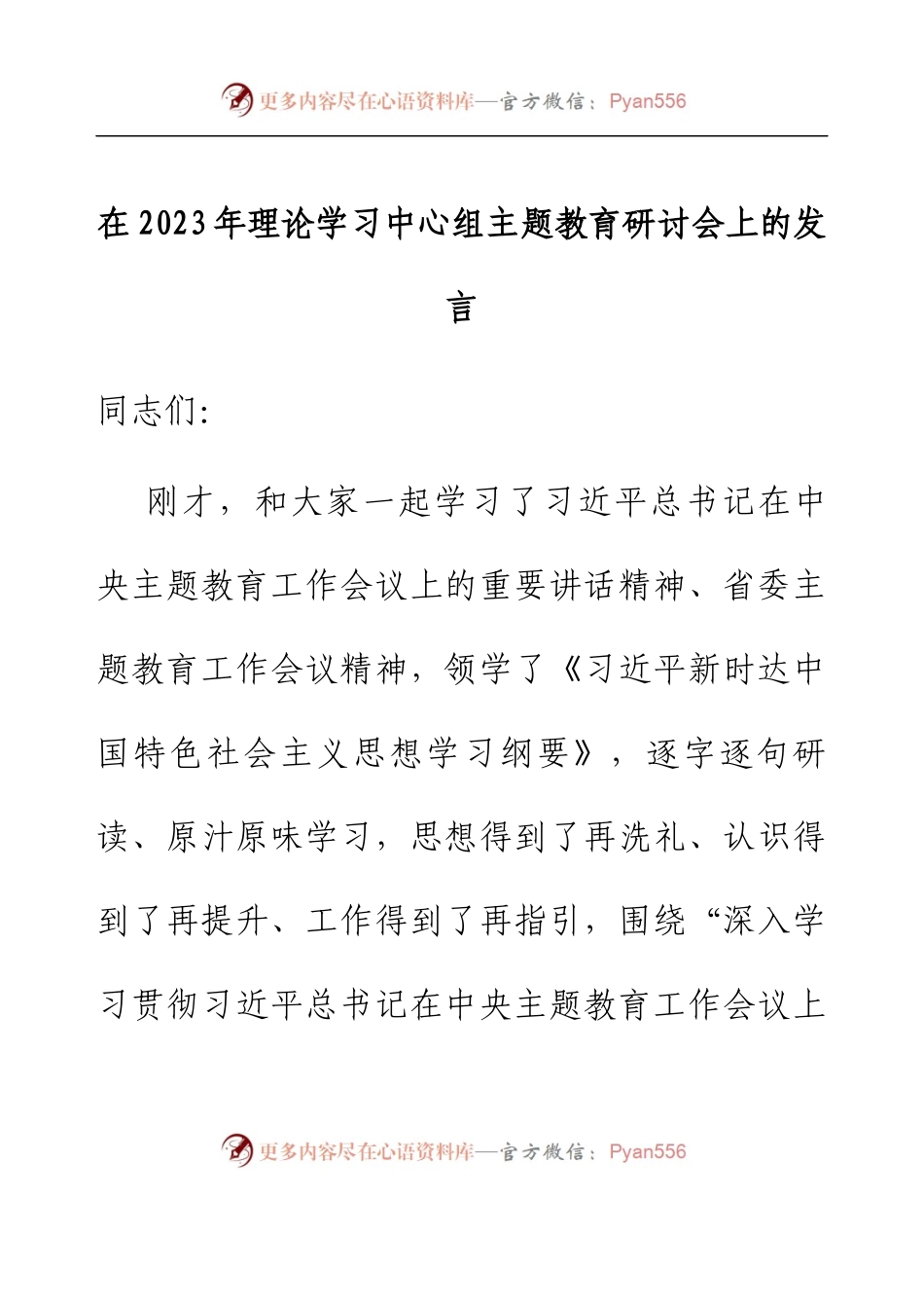 在2023年理论学习中心组主题教育研讨会上的发言.docx_第1页