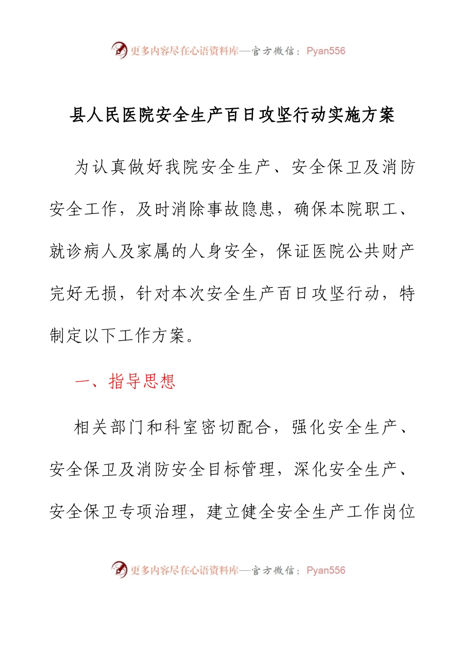 县人民医院安全生产百日攻坚行动实施方案.docx_第1页