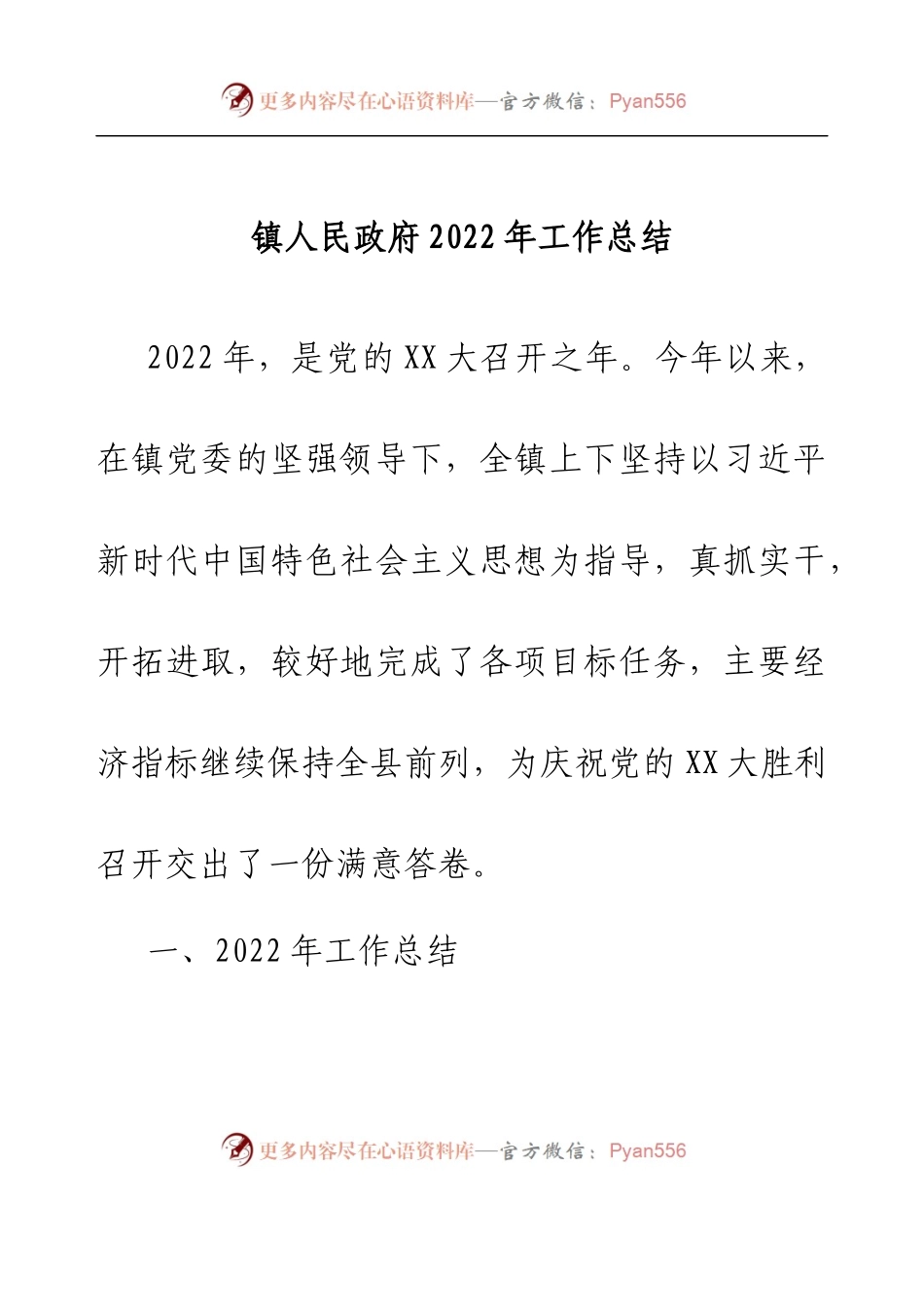 镇人民政府2022年工作总结.docx_第1页