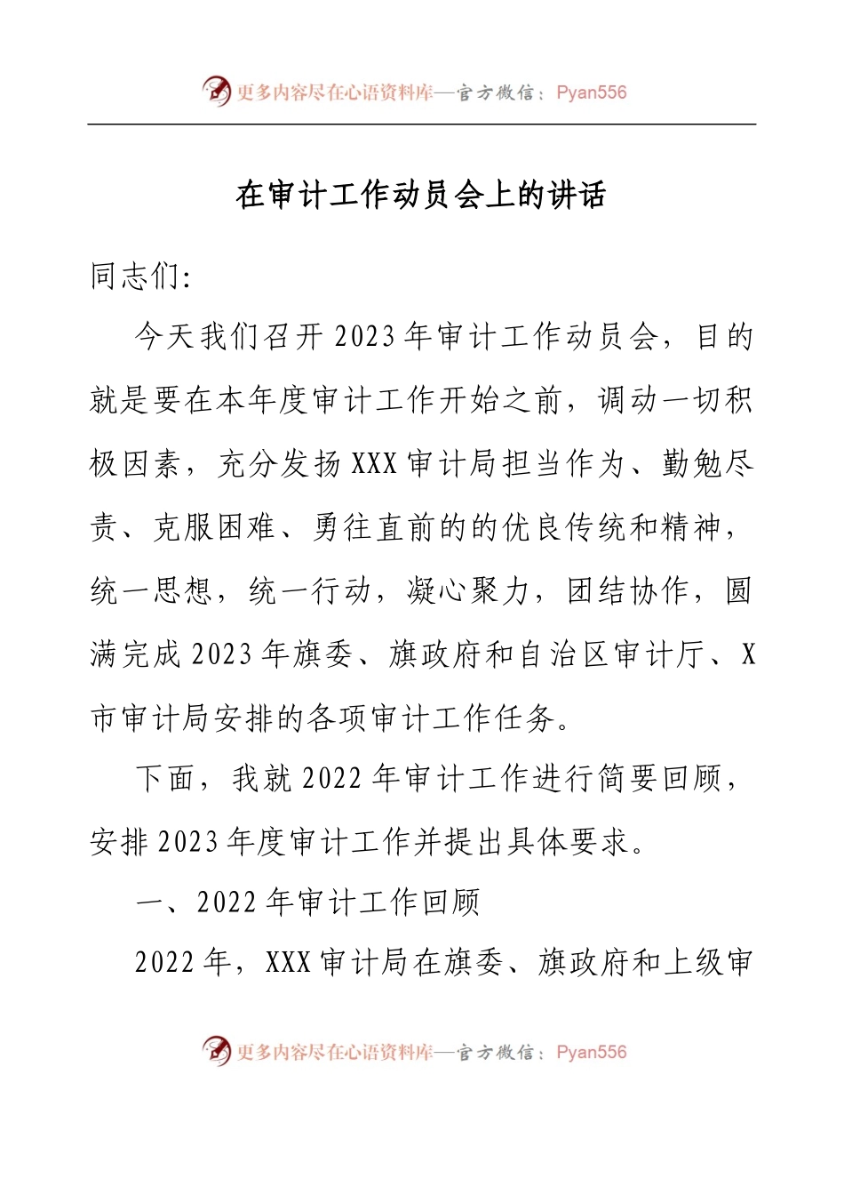 在审计工作动员会上的讲话.docx_第1页