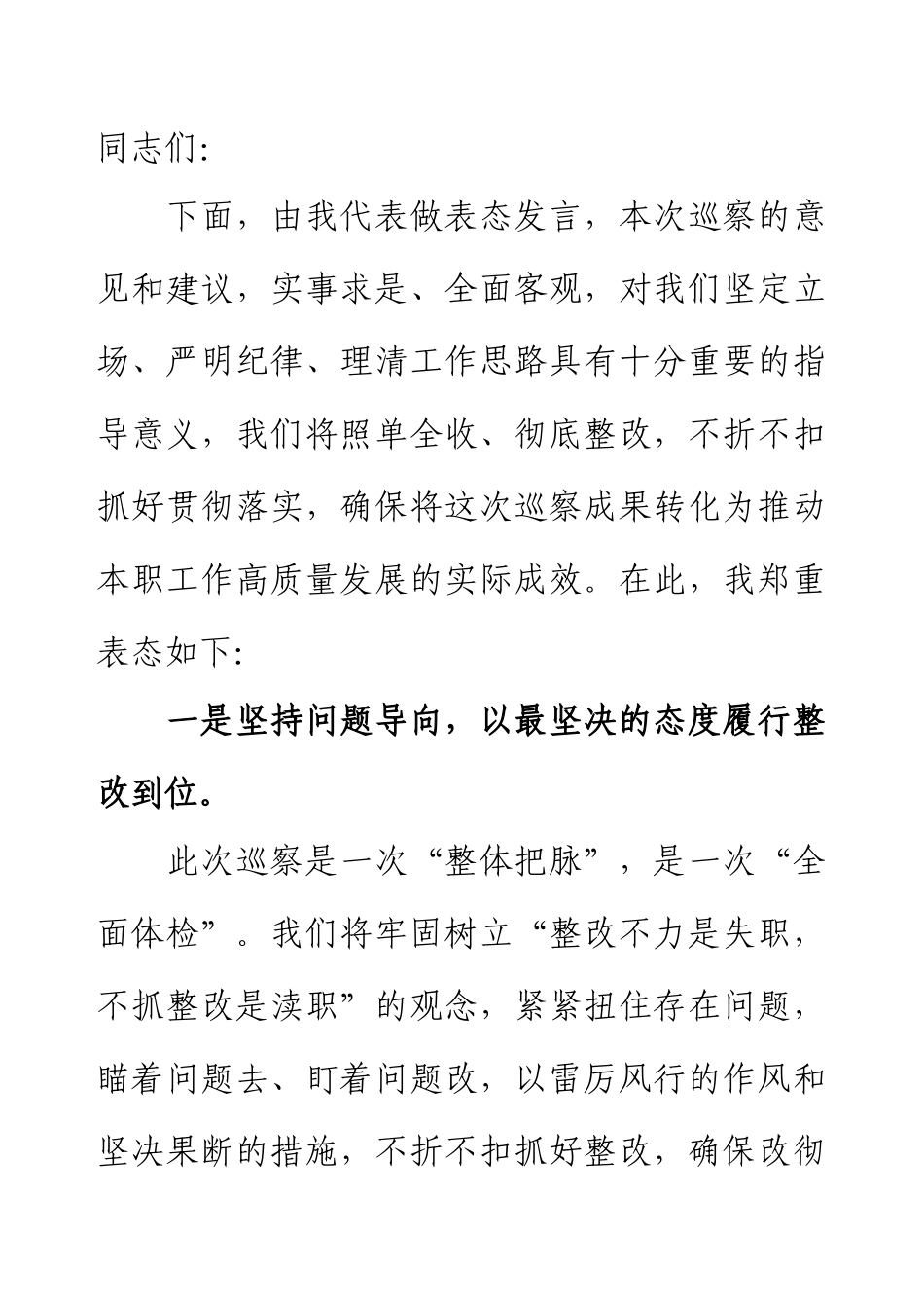 巡察整改会表态发言.docx_第1页