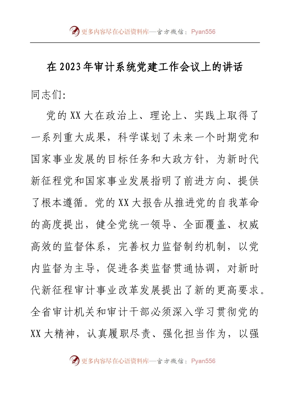 在2023年审计系统党建工作会议上的讲话.docx_第1页