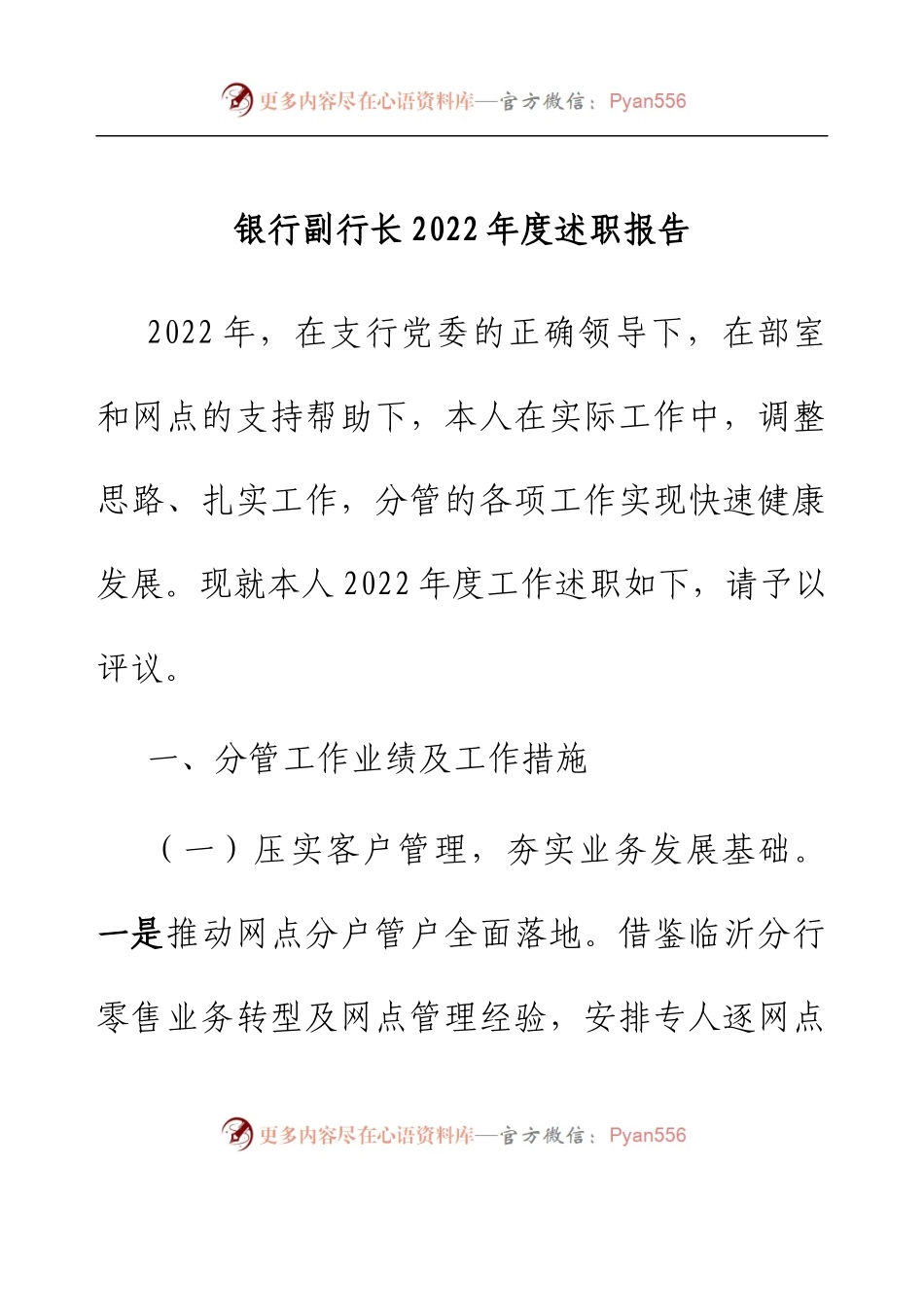 银行副行长2022年度述职报告.docx_第1页