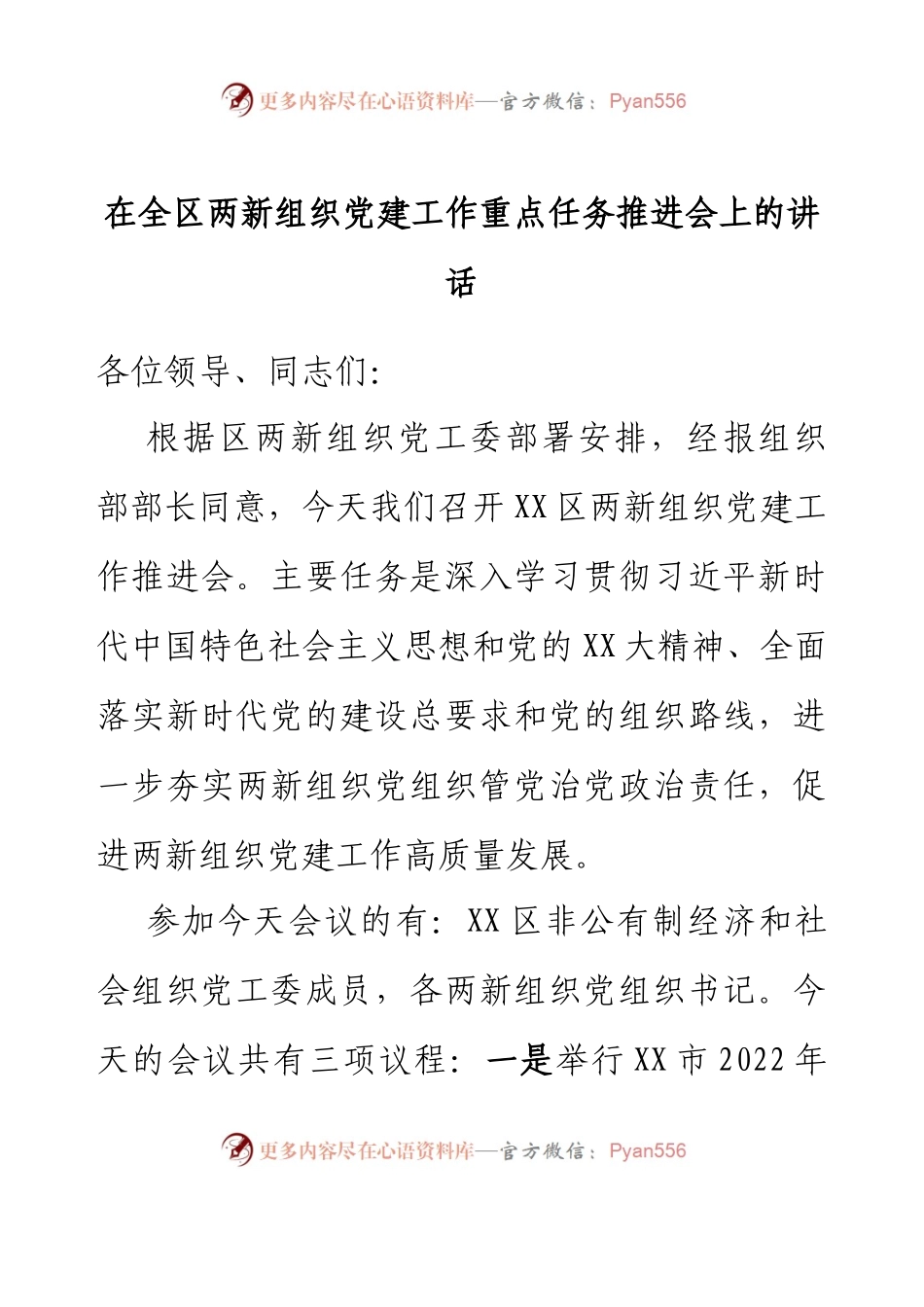 在全区两新组织党建工作重点任务推进会上的讲话.docx_第1页