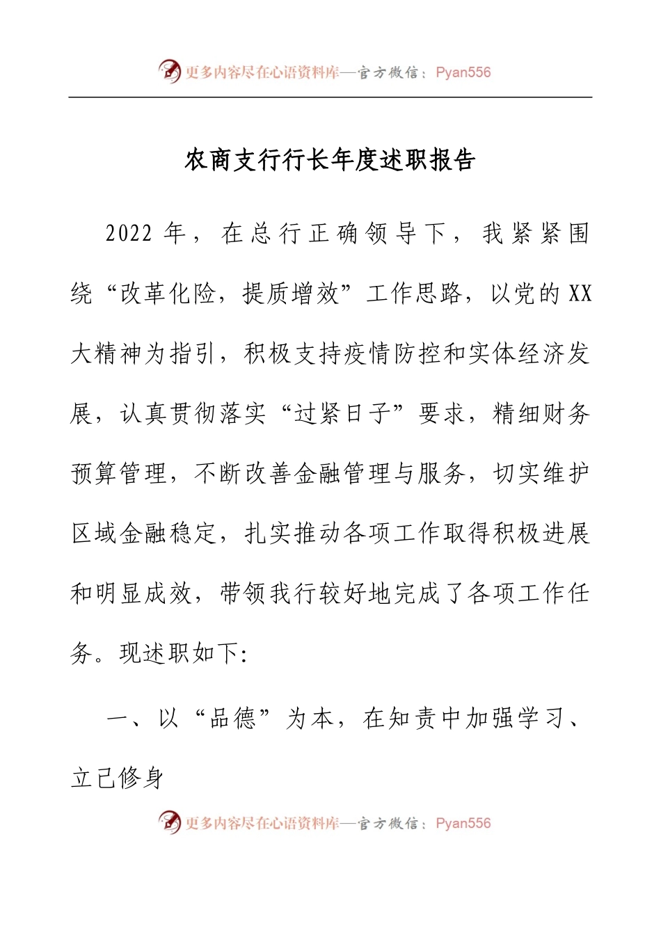 银行支行行长年度述职报告.docx_第1页