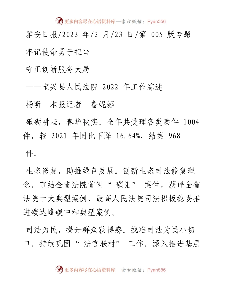 2023.02.23杨昕本报记者鲁妮娜：牢记使命勇于担当守正创新服务大局.docx_第1页