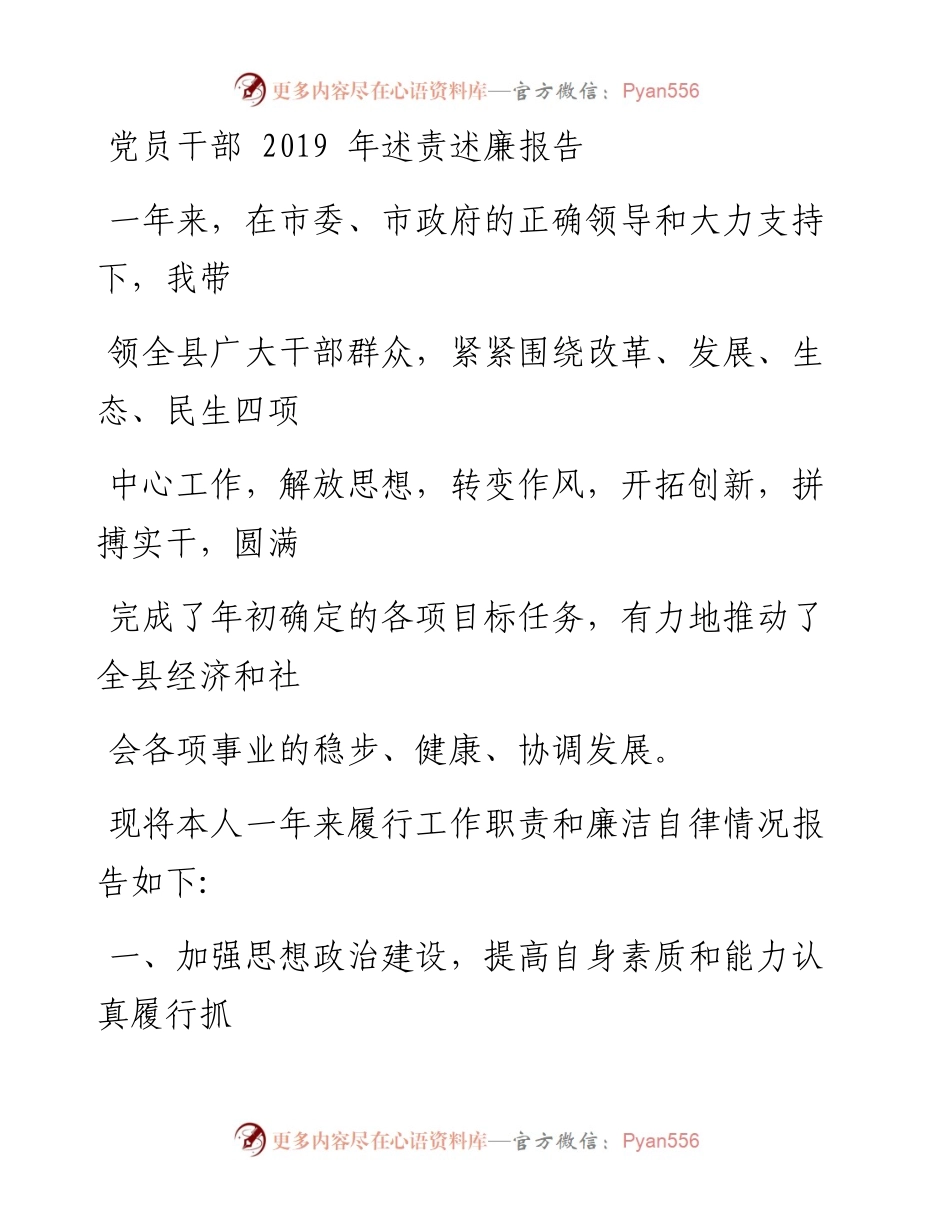 1222笔友分享党员干部述责述廉报告.docx_第1页