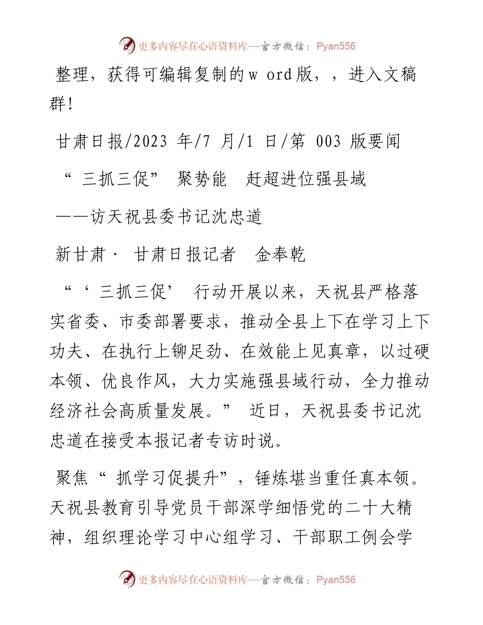 2023.07.01新甘肃·甘肃日报记者金奉乾：三抓三促聚势能赶超进位强县域.docx_第1页