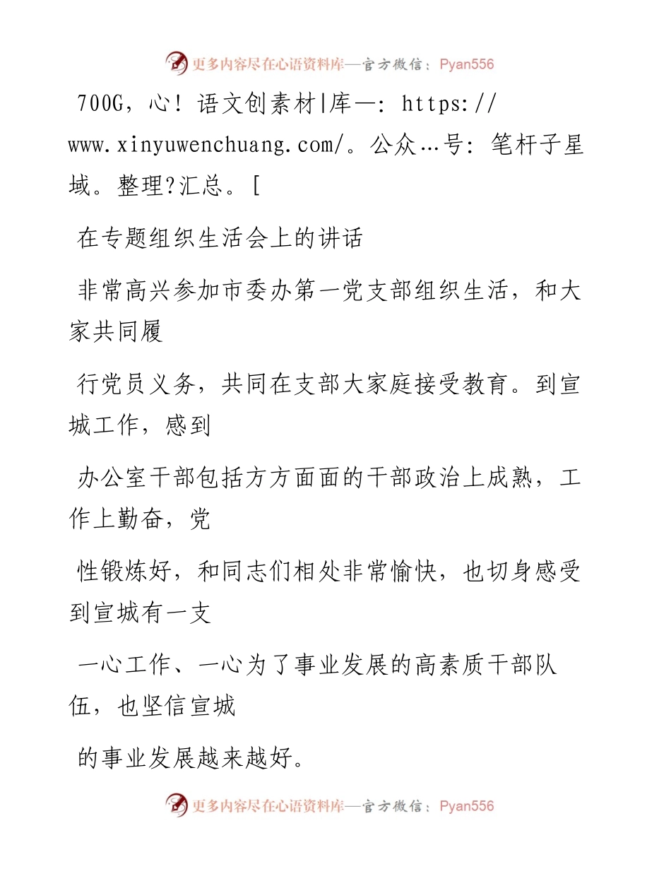 1211笔友分享在专题组织生活会上的讲话.docx_第1页