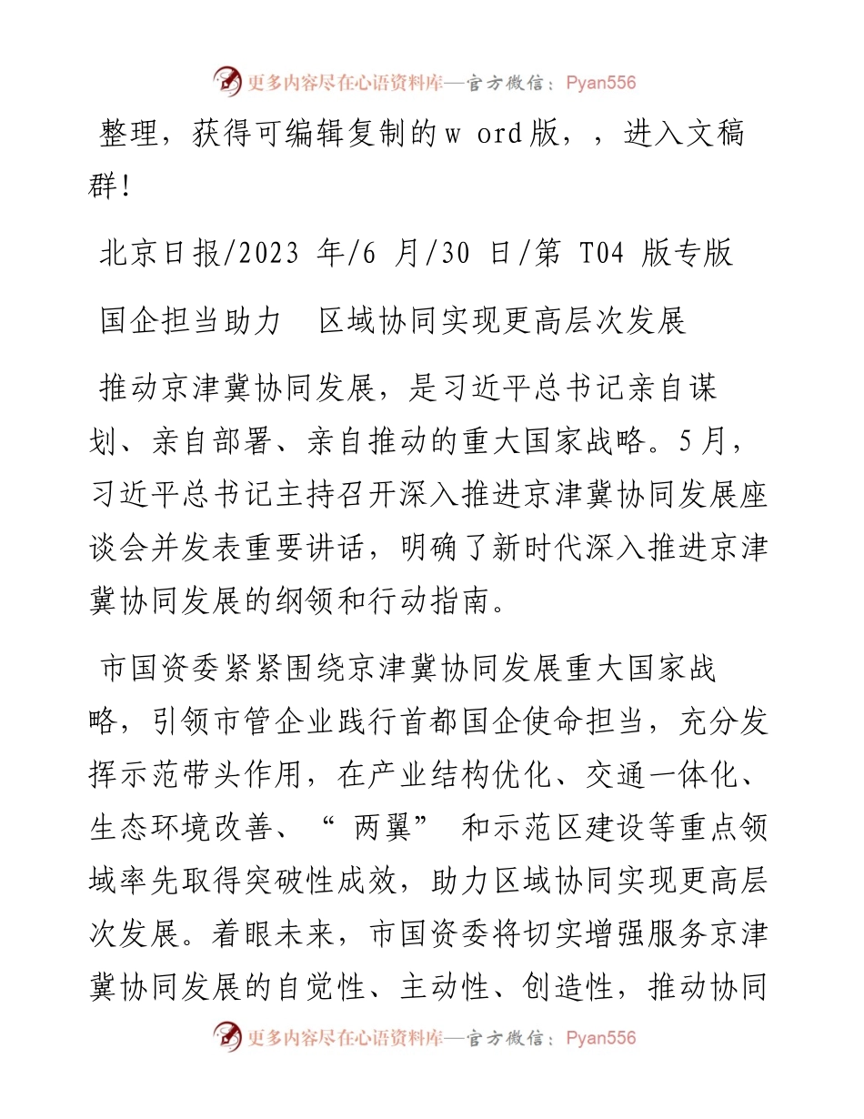 2023.06.30：国企担当助力区域协同实现更高层次发展.docx_第1页