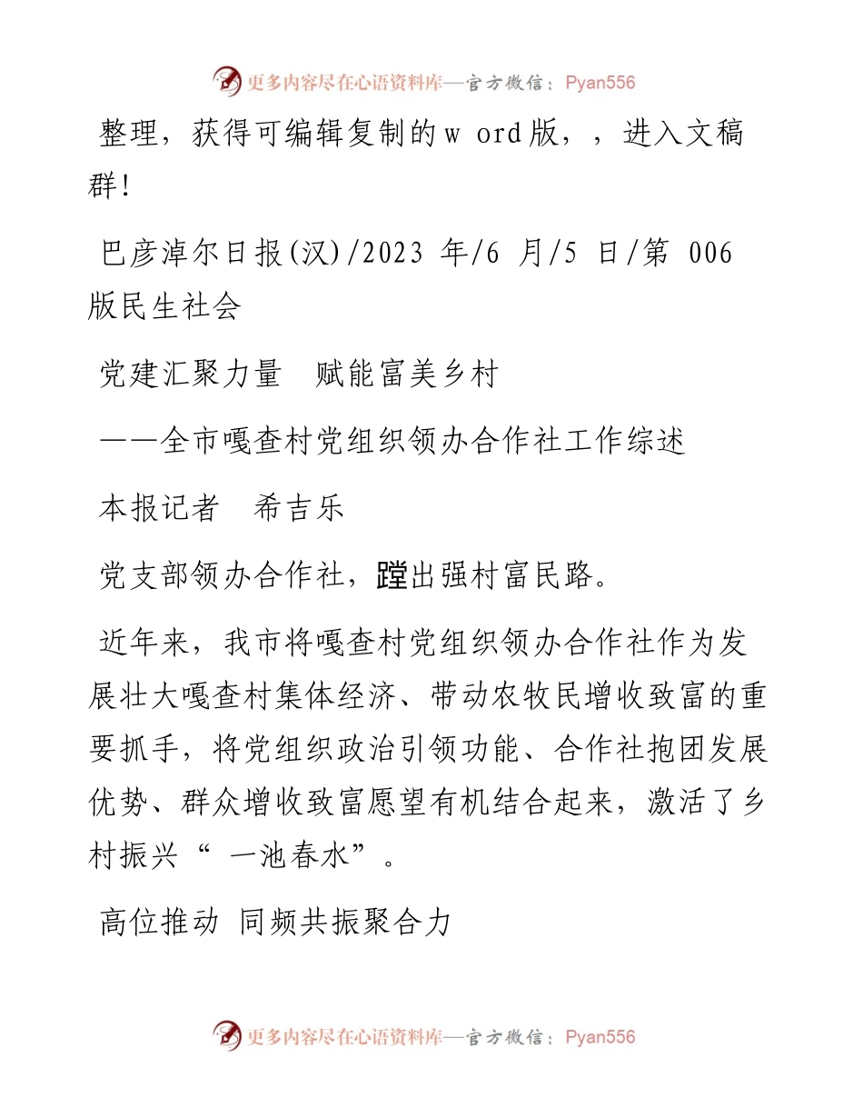 2023.06.05本报记者希吉乐：党建汇聚力量赋能富美乡村.docx_第1页