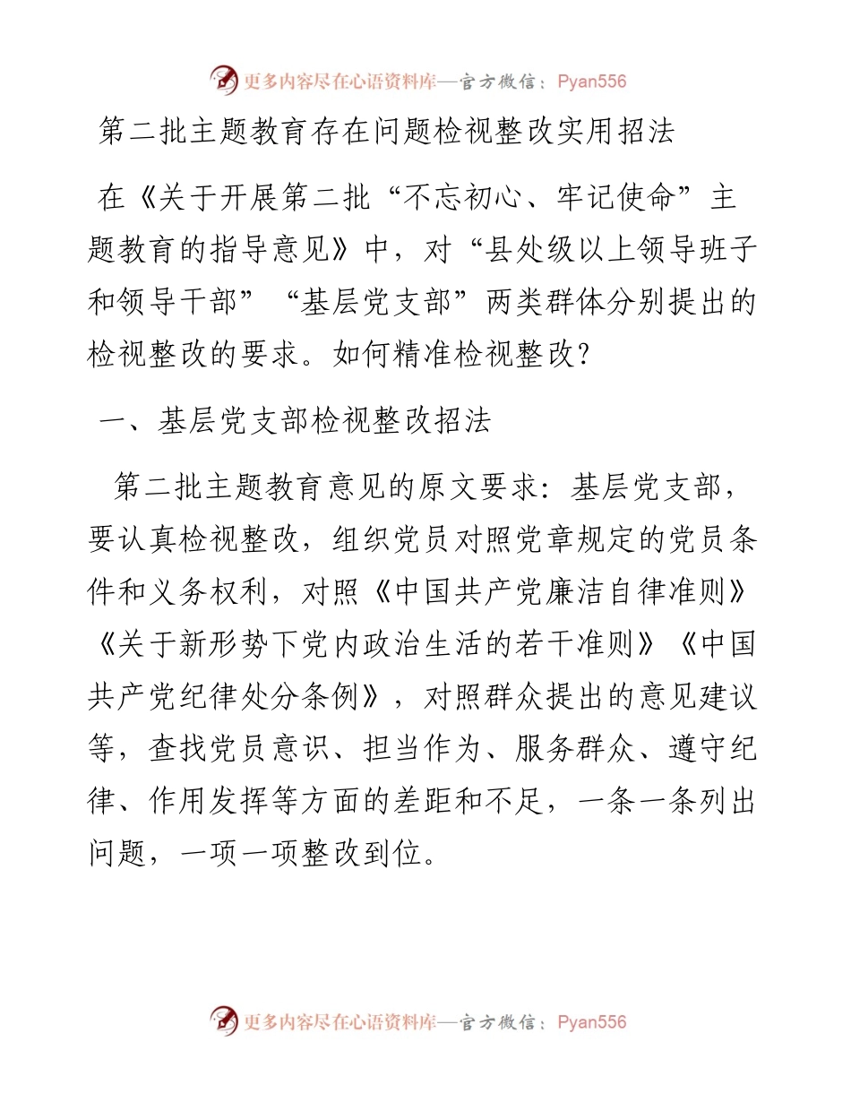 103003第二批主题教育存在问题检视整改实用招法.docx_第1页