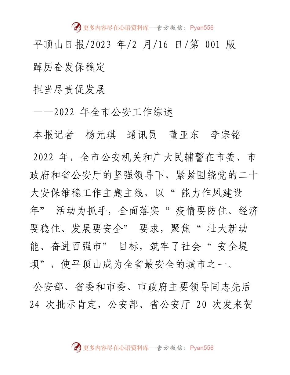 2023.02.16本报记者杨元琪通讯员董亚东李宗铭：踔厉奋发保稳定担当尽责促发展.docx_第1页