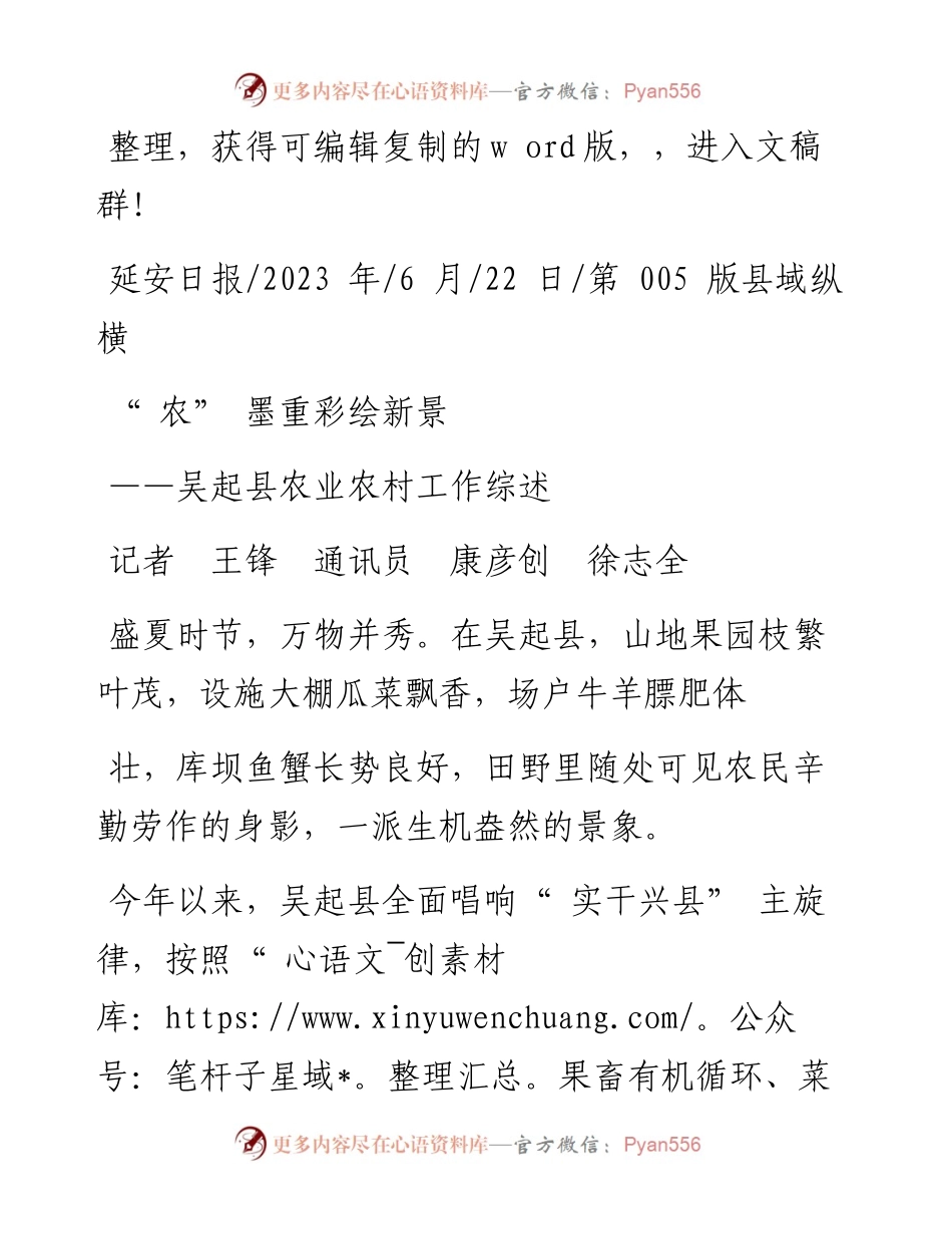 2023.06.22记者王锋通讯员康彦创徐志全：农墨重彩绘新景.docx_第1页