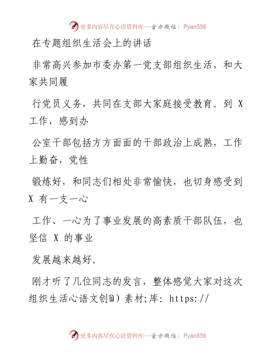 1231笔友分享在专题组织生活会上的讲话.docx_第1页