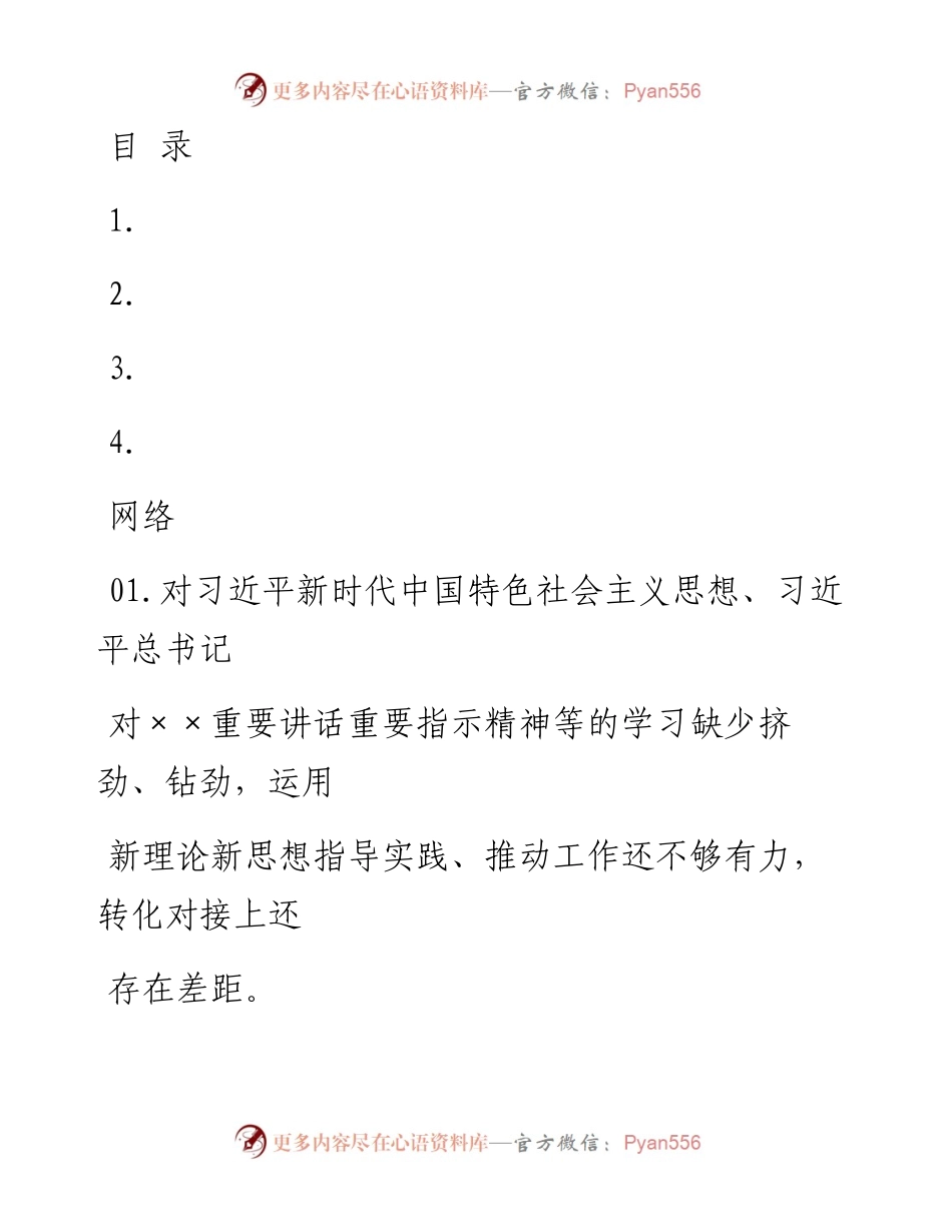 1119主题教育专题民主生活会问题（209条2.9万字，仅供学习，请勿抄袭）_1.docx_第1页