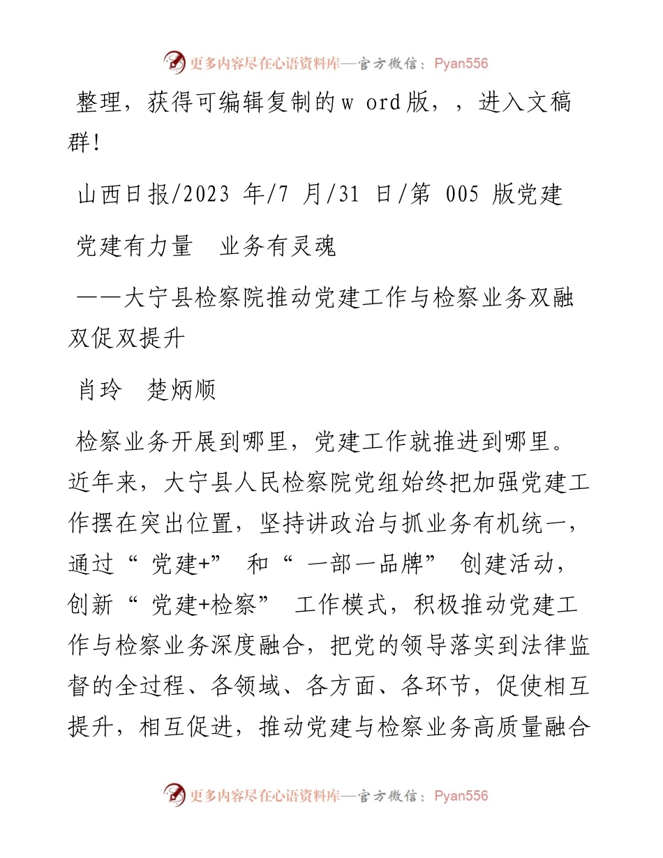 2023.07.31肖玲楚炳顺：党建有力量业务有灵魂.docx_第1页