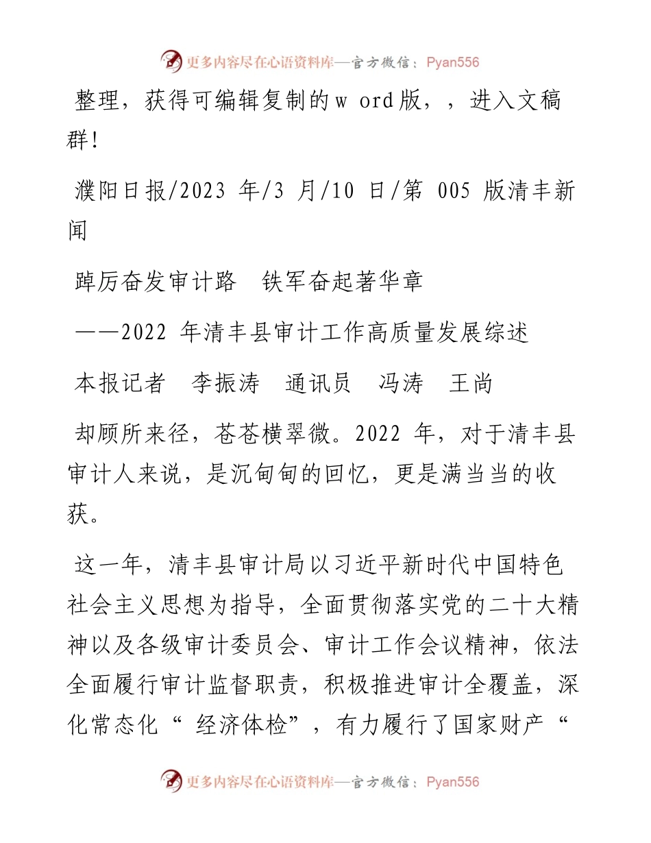 2023.03.10本报记者李振涛通讯员冯涛王尚：踔厉奋发审计路铁军奋起著华章.docx_第1页