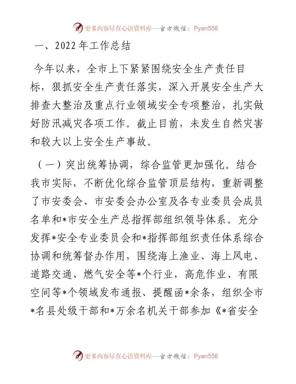 1101-全市安全生产工作总结.docx_第1页