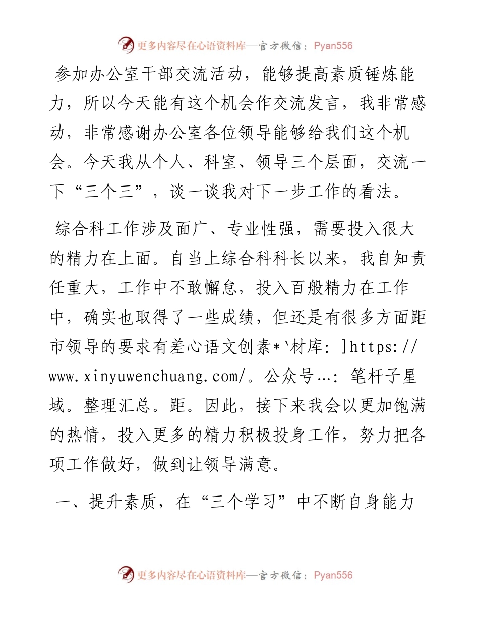 1013喜迎盛会座谈会的上发言材料：在“三个三”中，不断做好做优政府办工作.docx_第1页
