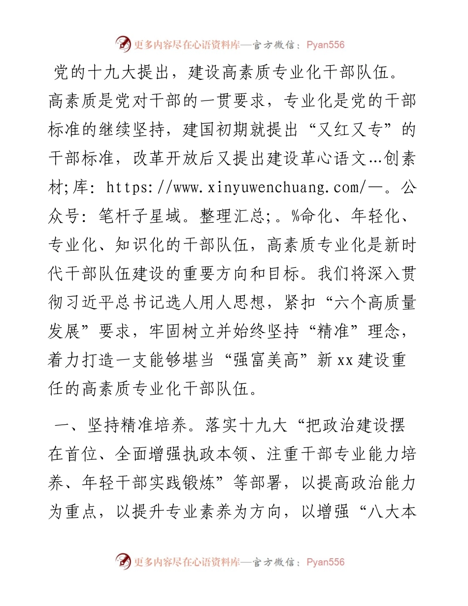 1013研讨发言：用精准理念建设高素质专业化干部队伍.docx_第1页