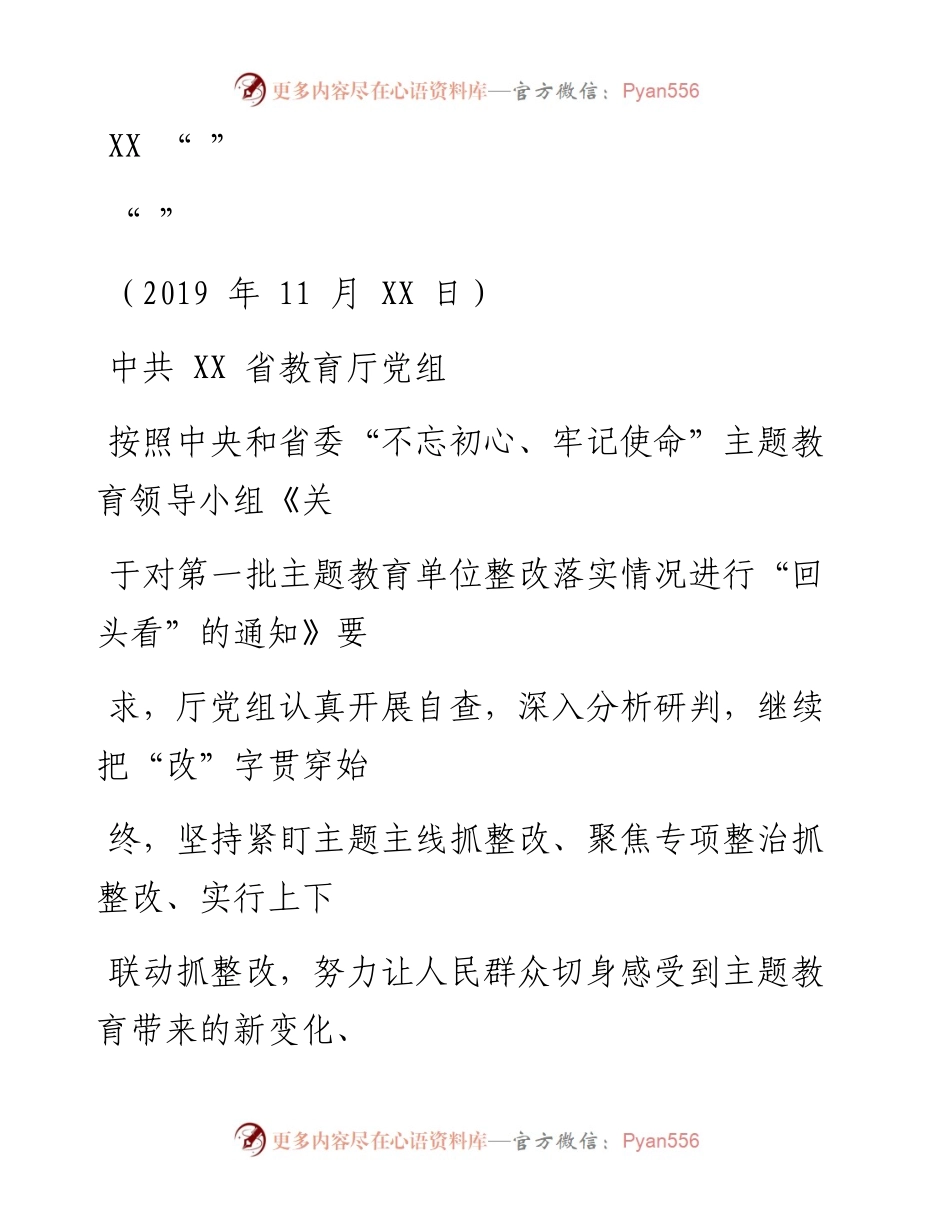 1119主题教育整改落实回头看情况报告_1.docx_第1页