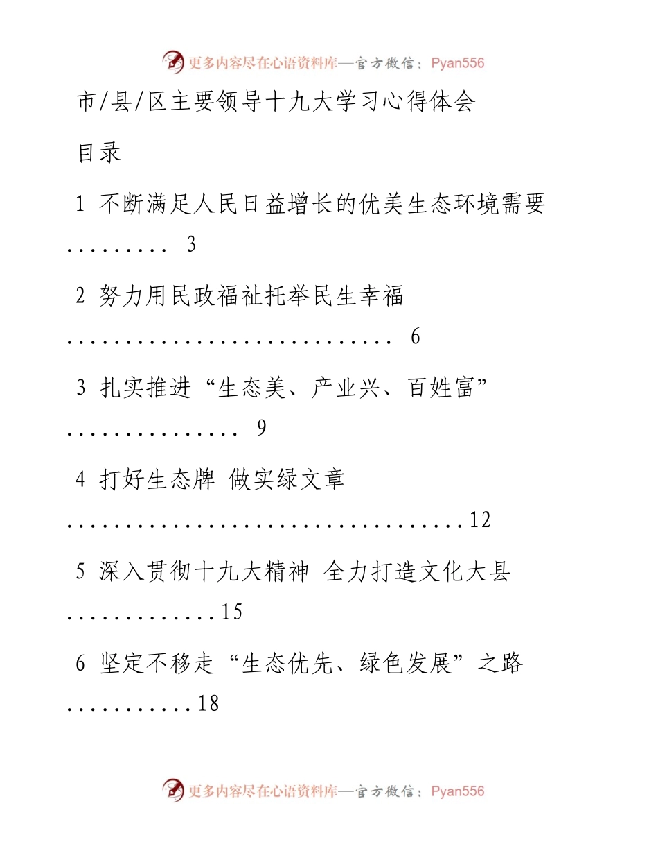 1201市县区主要领导十九大学习心得体会.docx_第1页