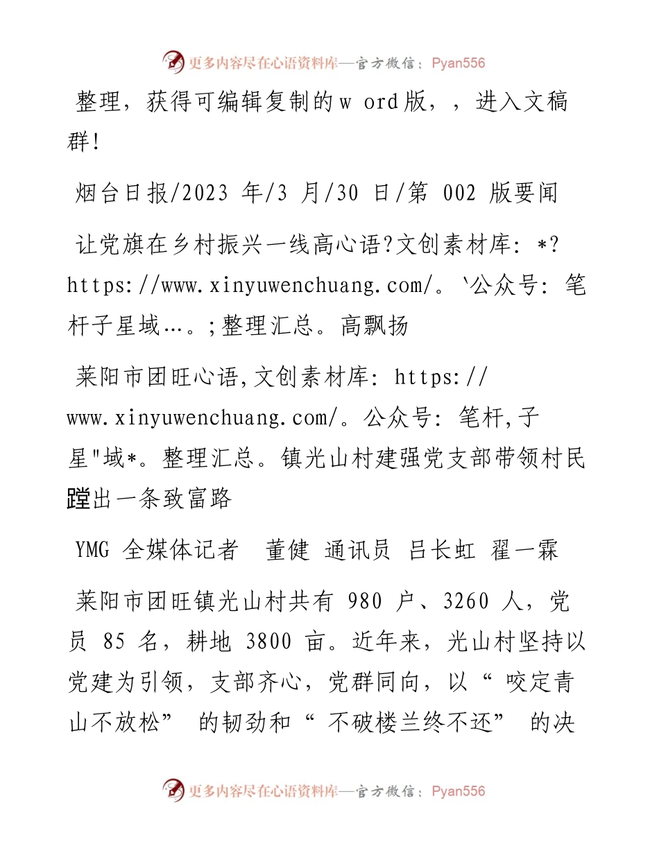 2023.03.30YMG全媒体记者董健通讯员吕长虹翟一霖：让党旗在乡村振兴一线高高飘扬.docx_第1页
