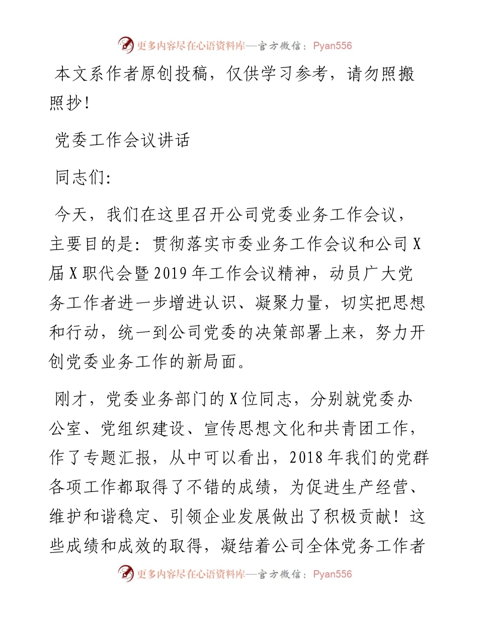 1901089-在集团公司党委工作会议上的讲话（范文）.docx_第1页