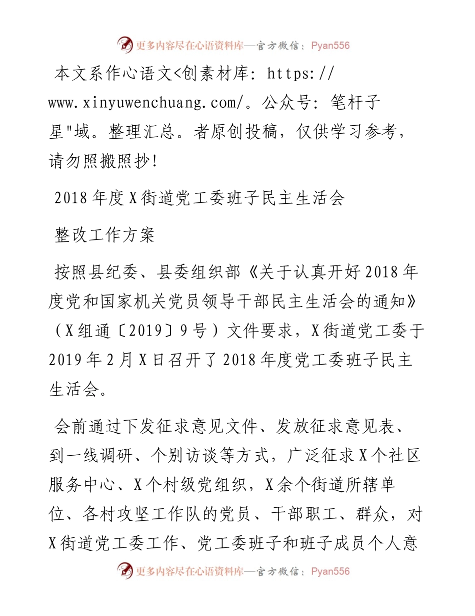 1902061-度班子民主生活会整改工作方案.docx_第1页