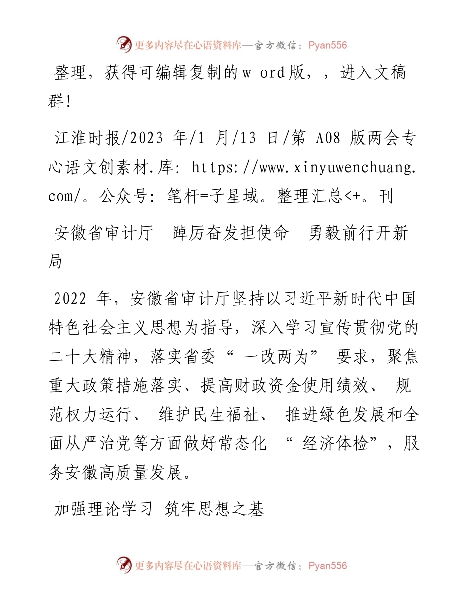 2023.01.13：安徽省审计厅踔厉奋发担使命勇毅前行开新局.docx_第1页