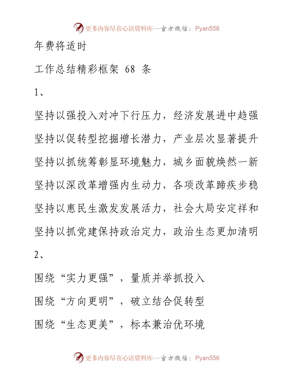 1228笔友分享工作总结精彩框架68条.docx_第1页