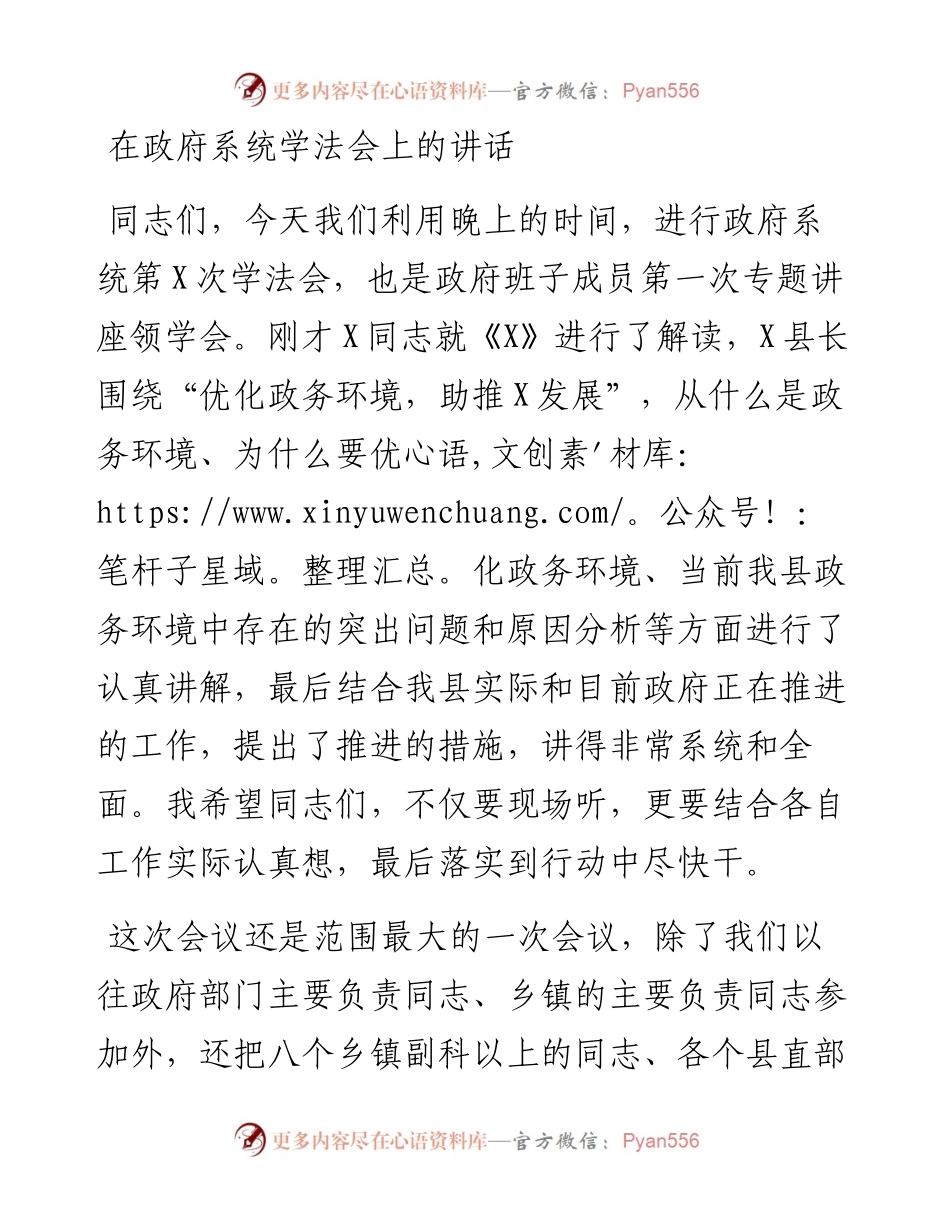 13378【在政府系统学法会上的讲话.docx_第1页