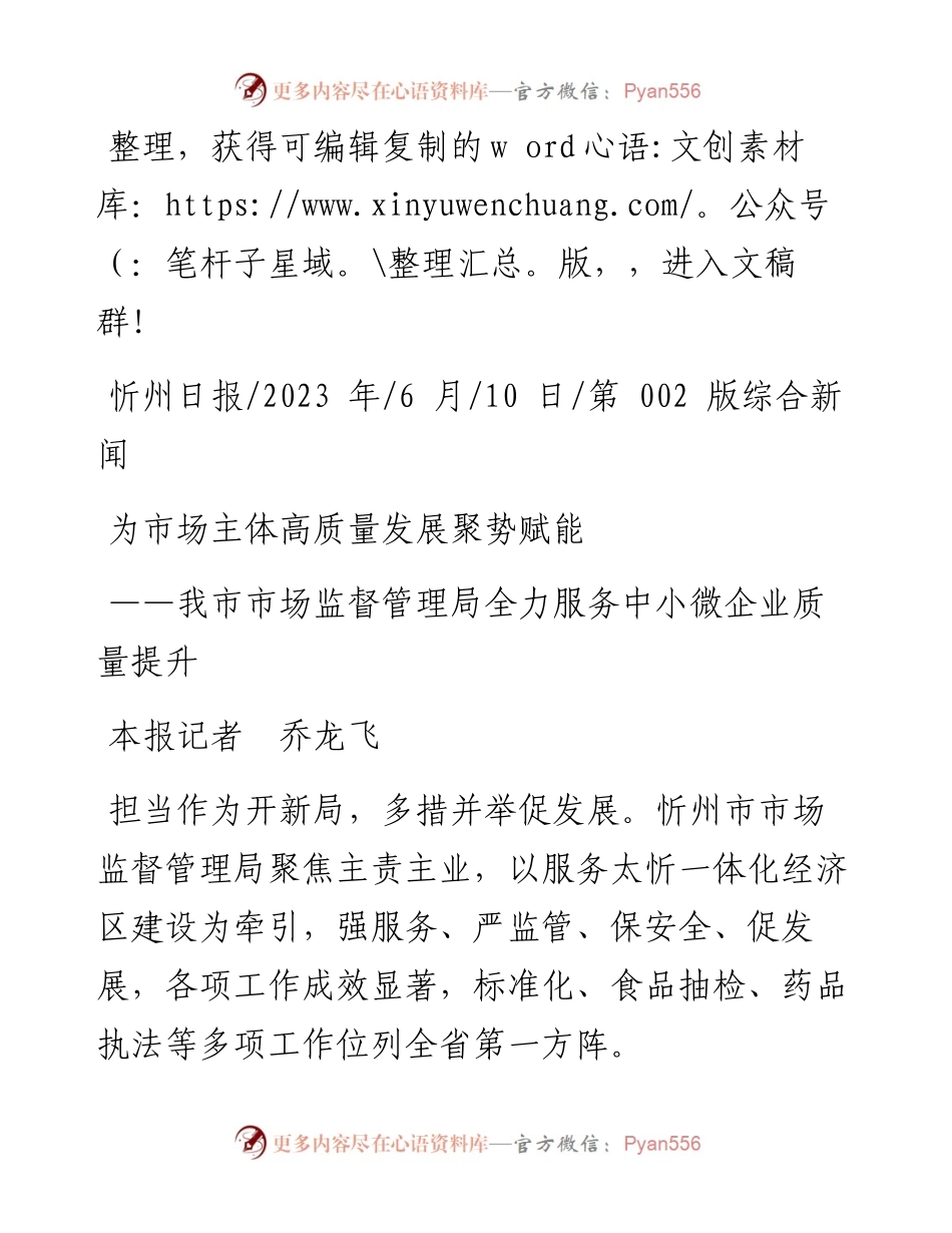 2023.06.10本报记者乔龙飞：为市场主体高质量发展聚势赋能.docx_第1页