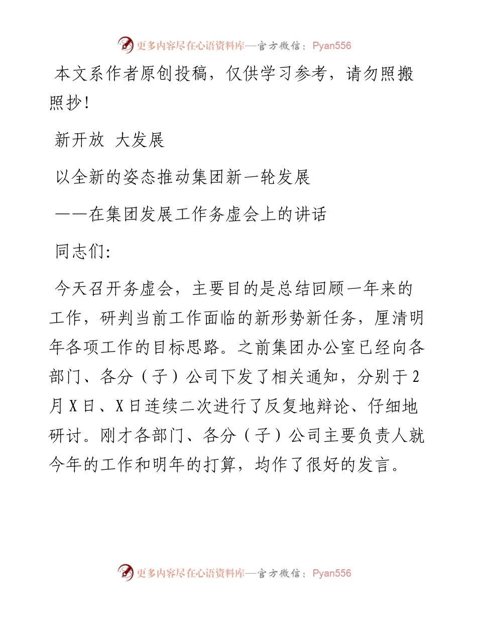 1902105-在集团发展工作务虚会上的讲话.docx_第1页