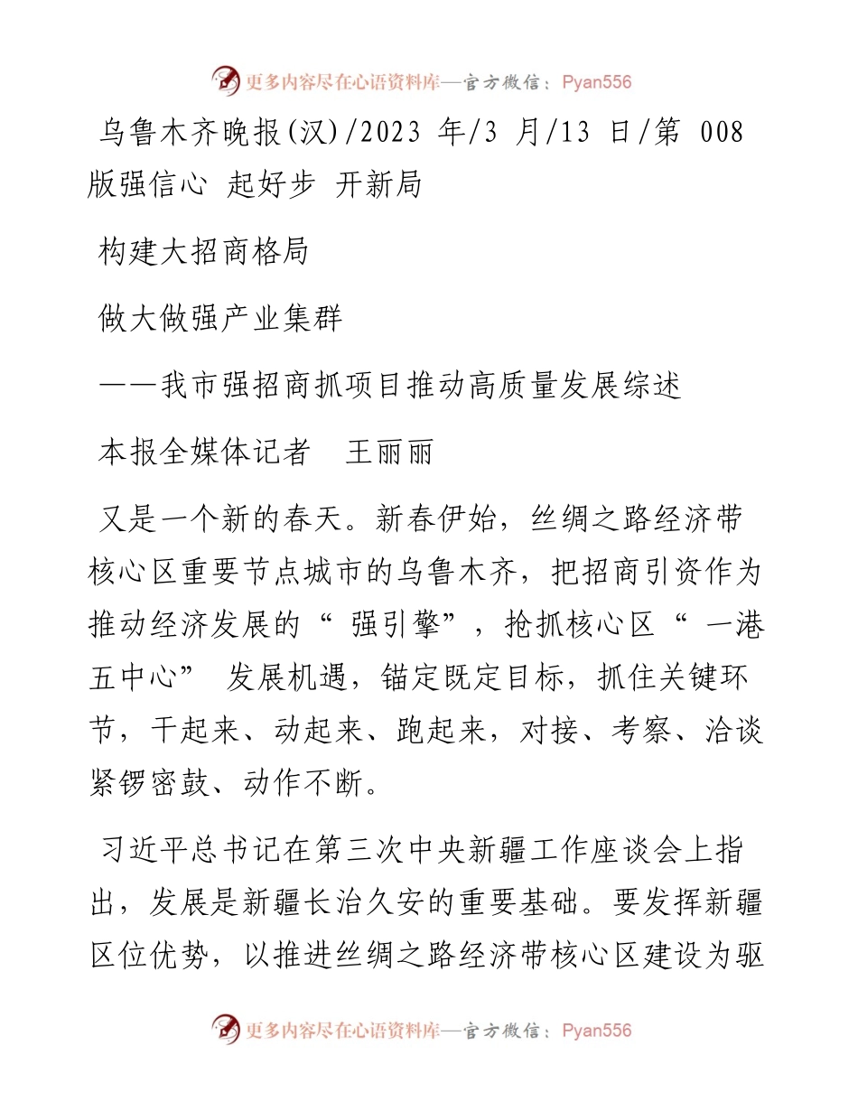 2023.03.13本报全媒体记者王丽丽：构建大招商格局做大做强产业集群.docx_第1页