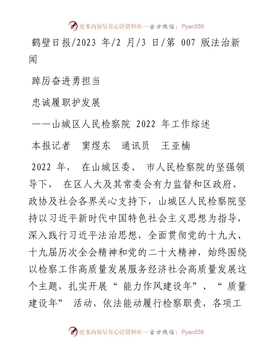 2023.02.03本报记者窦煜东通讯员王亚楠：踔厉奋进勇担当忠诚履职护发展.docx_第1页