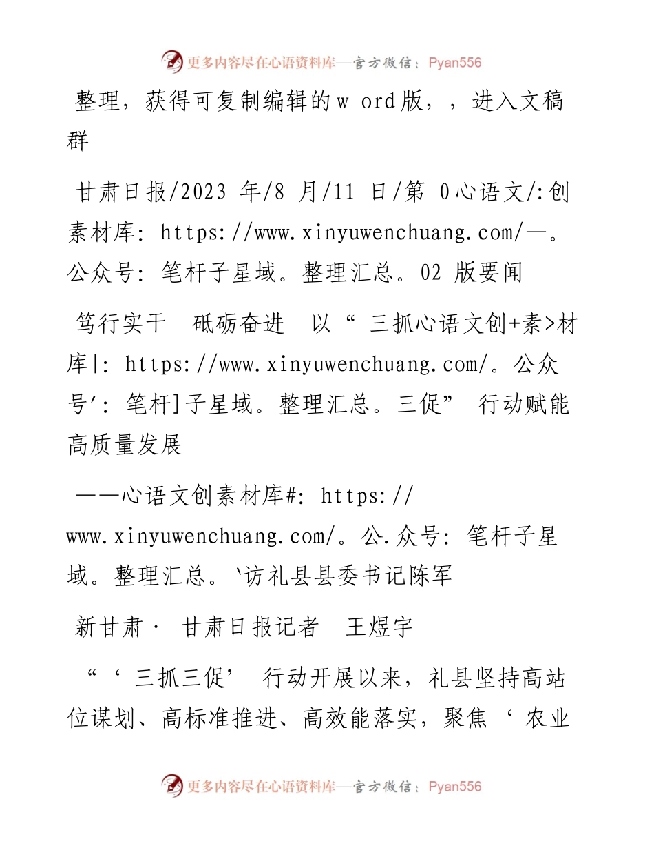 2023.08.11新甘肃·甘肃日报记者王煜宇：笃行实干砥砺奋进以三抓三促行动赋能高质量发展.docx_第1页